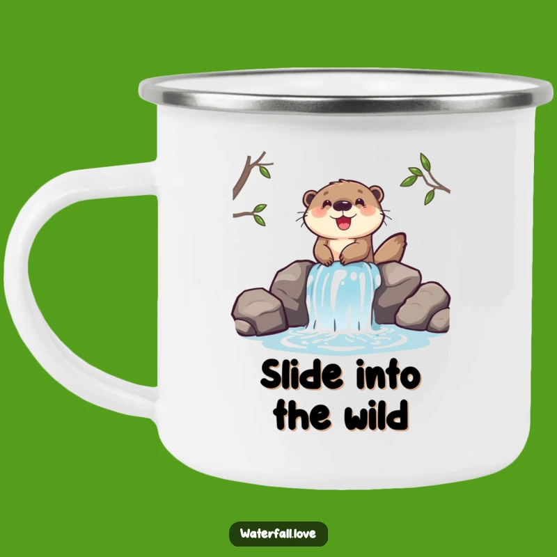 Funny Otter Waterfall Camping Mug - Durable Sliding Character Mug, Great Funny Gift