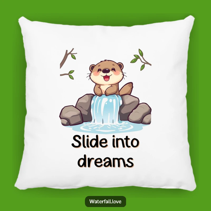 Funny Otter Waterfall Pillow - Soft Sliding Character Cushion, Cozy Funny Gift