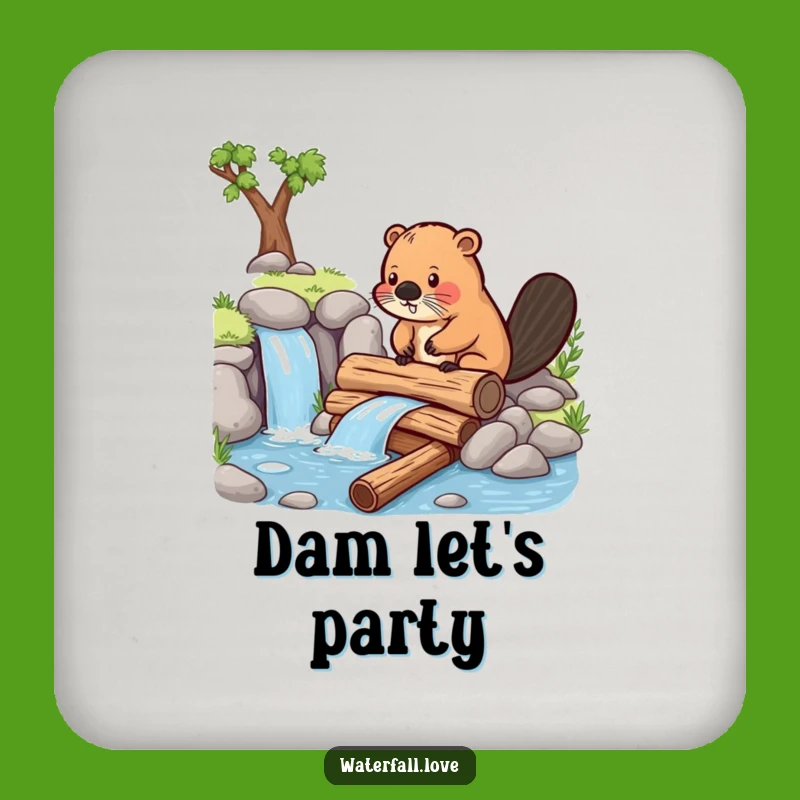 Funny Beaver Dam Coaster: Protect Surfaces with Builder's Charm