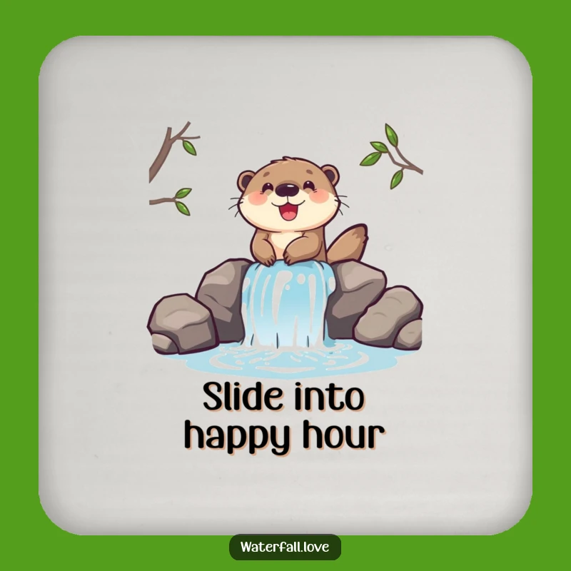 Funny Otter Waterfall Coaster - Playful Protector, Unique Funny Gift