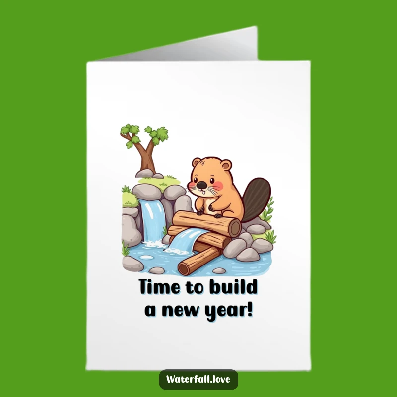 Free Printable Birthday Card: Determined Beaver Building - Instant Download