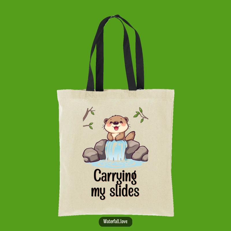 Funny Otter Slide Tote Bag - Playful Character Accessory, Practical Funny Gift